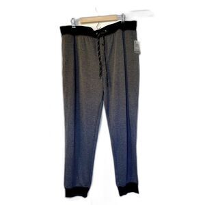 Van Heusen Pajama Pants Gray / Black Trim ButtonFly Adjustable Waist Size XL NWT